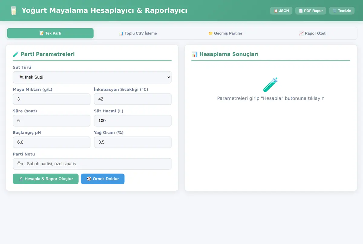 Yoğurt Mayalama Hesaplayıcı & Raporlayıcı ekran görüntüsü 3