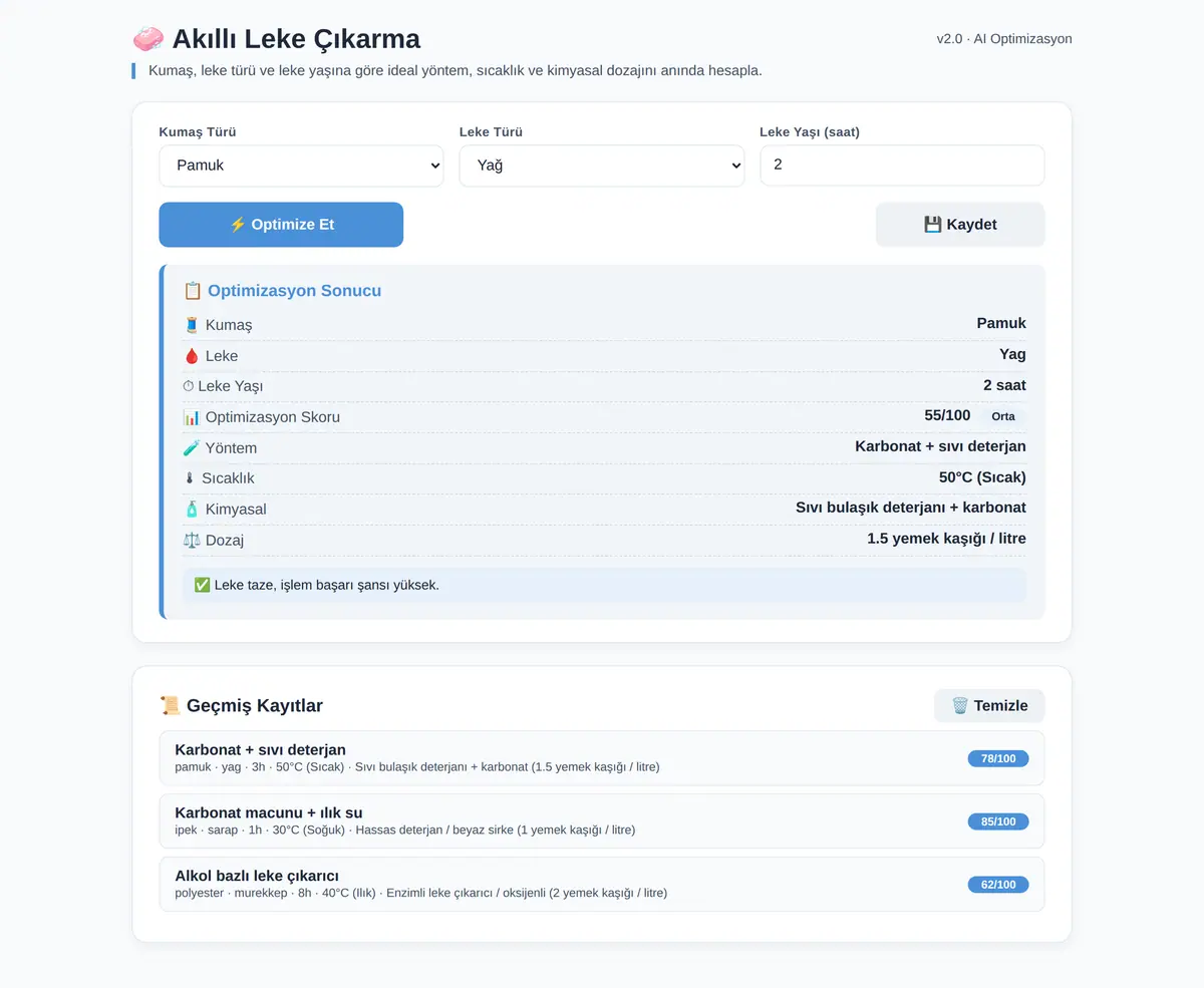 Akıllı Leke Çıkarma Optimizasyon Hesaplayıcısı ekran görüntüsü 3