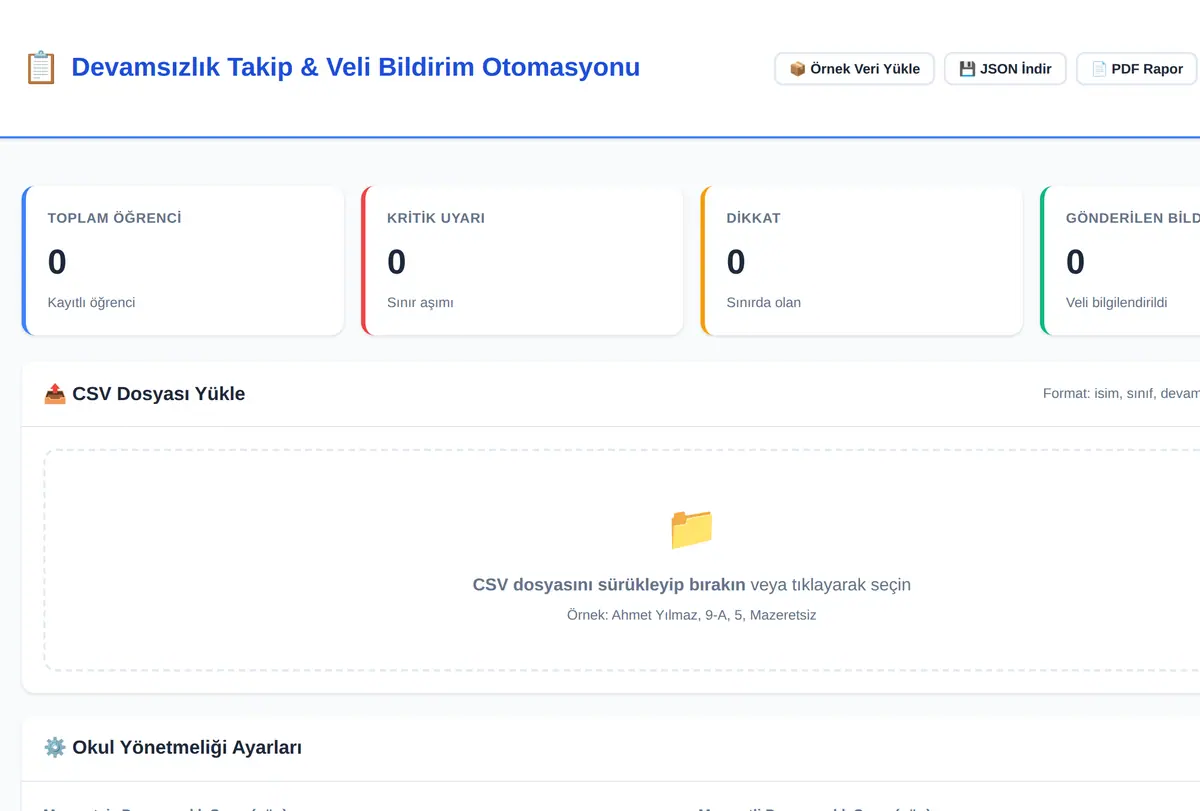 Devamsızlık Takip & Veli Bildirim Otomasyonu ekran görüntüsü
