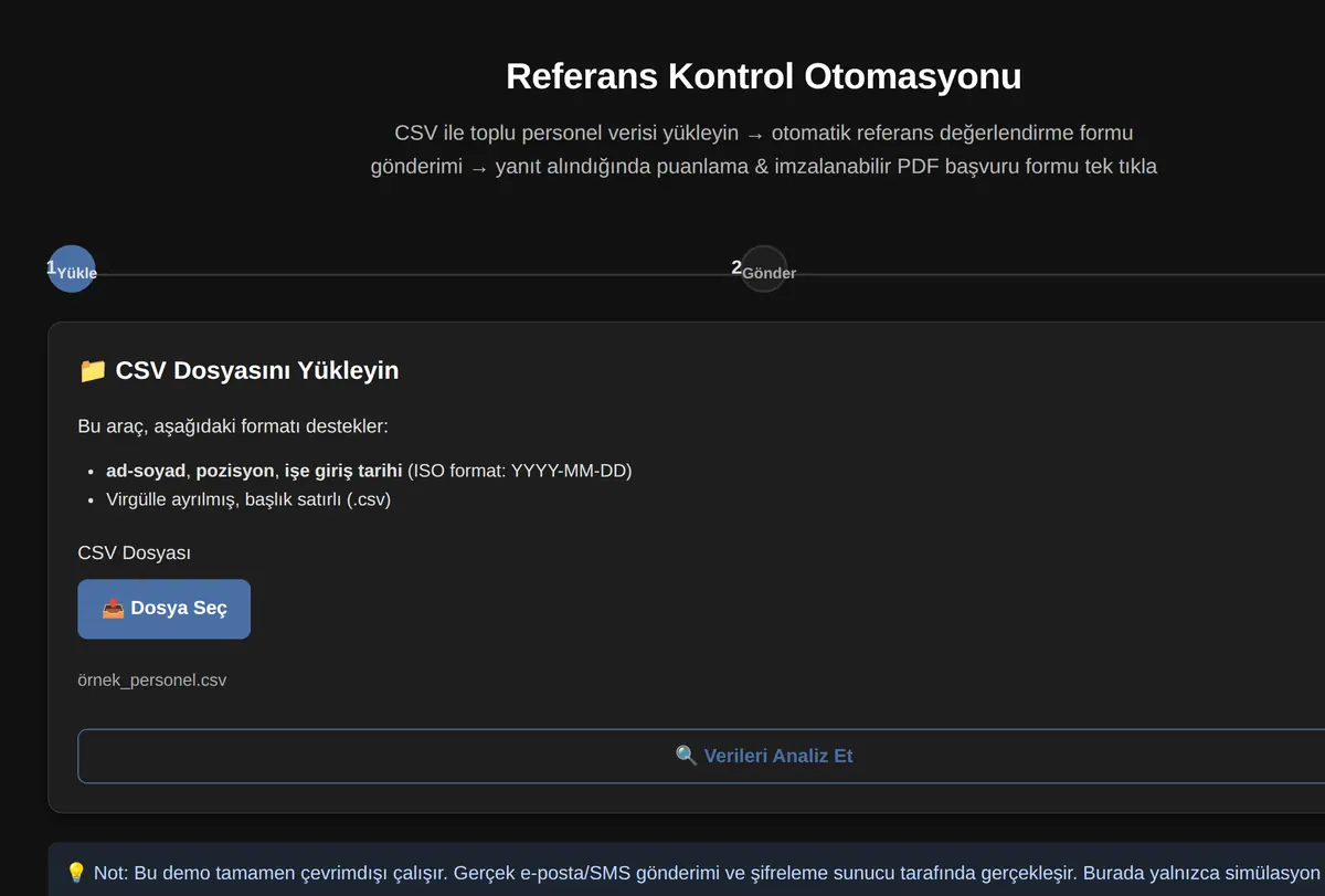 Referans Kontrol Otomasyonu ekran görüntüsü