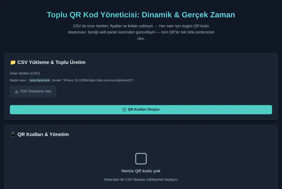 Toplu QR Kod Yöneticisi: Dinamik & Gerçek Zaman ekran görüntüsü 2