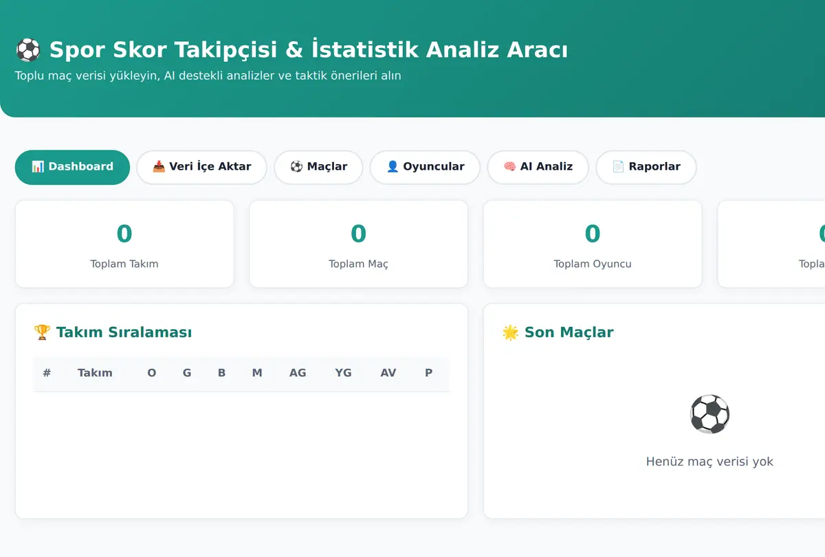 Spor Skor Takipçisi & İstatistik Analiz Aracı ekran görüntüsü
