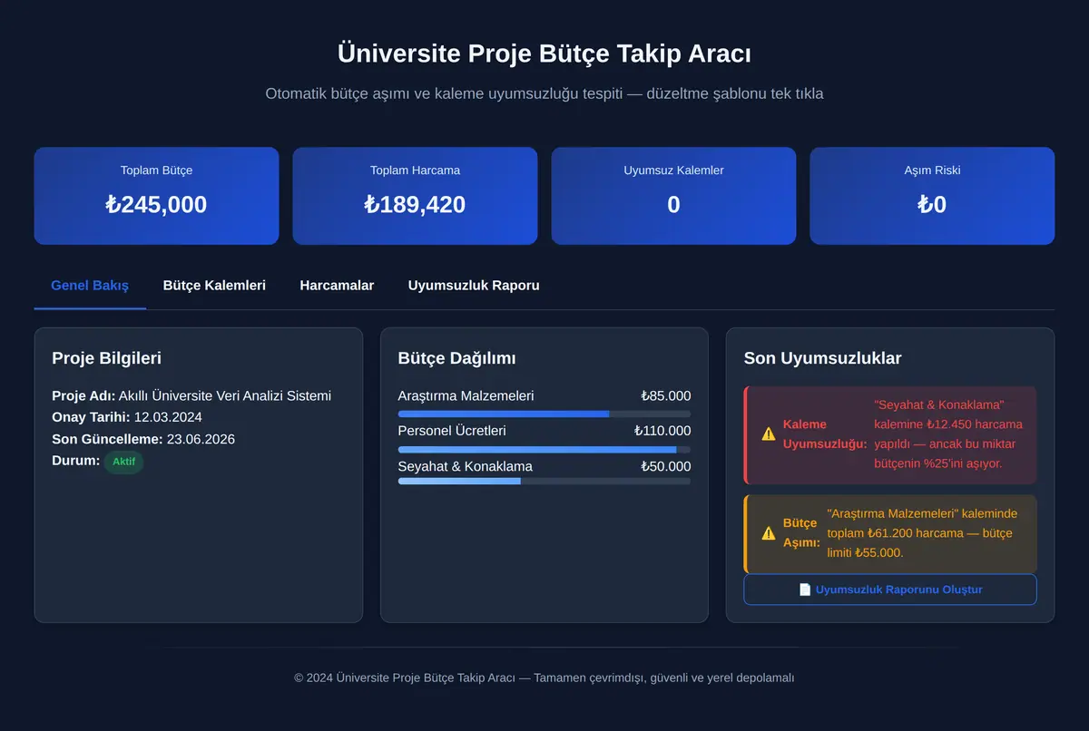 Üniversite Proje Bütçe Takip Aracı ekran görüntüsü 3