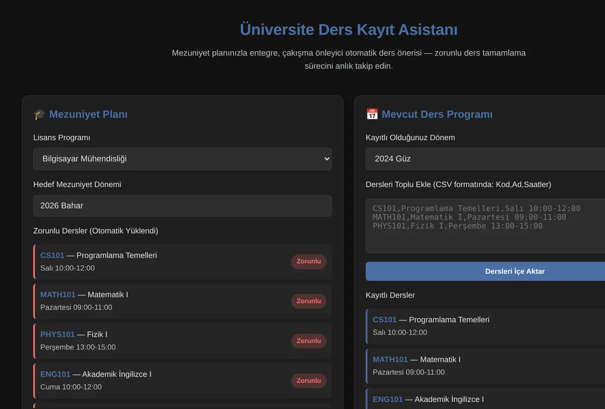 Üniversite Ders Kayıt Asistanı ekran görüntüsü