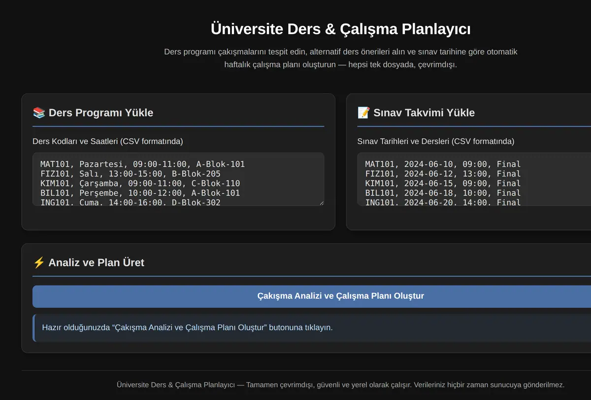 Üniversite Ders & Çalışma Planlayıcı ekran görüntüsü