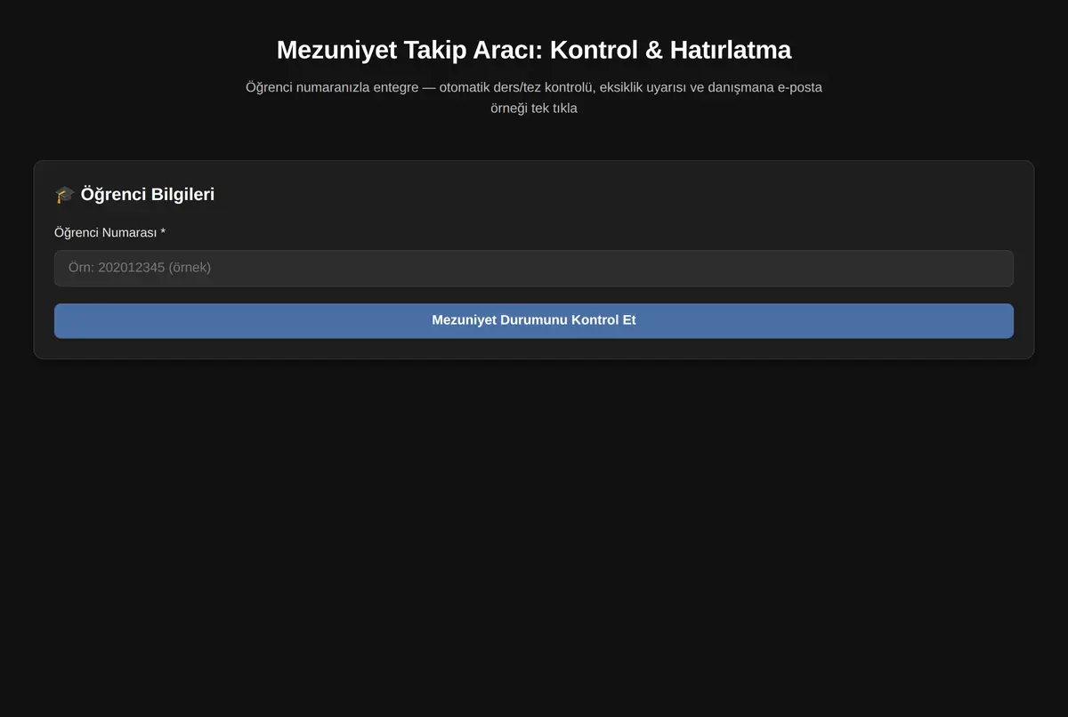 Mezuniyet Takip Aracı: Kontrol & Hatırlatma ekran görüntüsü 2