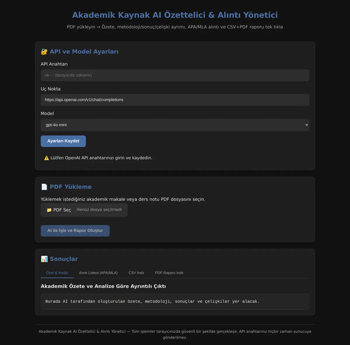 Akademik Kaynak AI Özettelici & Alıntı Yönetici ekran görüntüsü 3