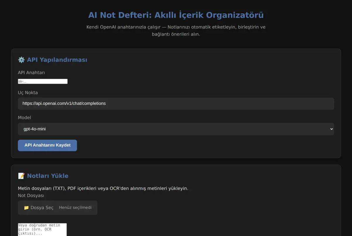 AI Not Defteri: Akıllı İçerik Organizatörü ekran görüntüsü 2