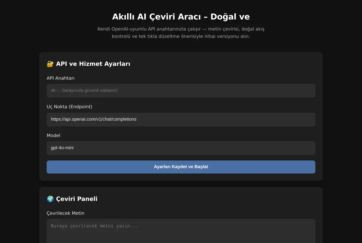 Akıllı AI Çeviri Aracı - Doğal ve ekran görüntüsü 2