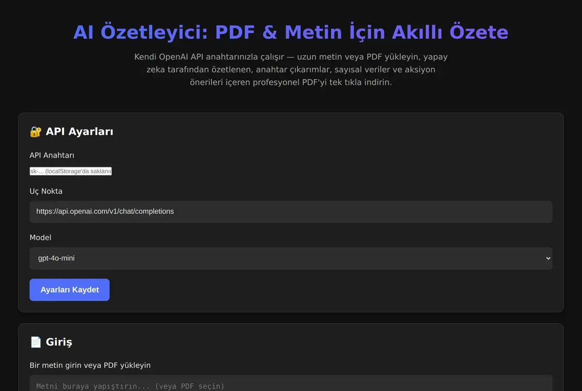 AI Özetleyici: PDF & Metin İçin Akıllı Özete ekran görüntüsü 2