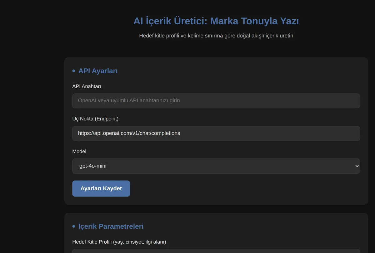 AI İçerik Üretici: Marka Tonuyla Yazı ekran görüntüsü