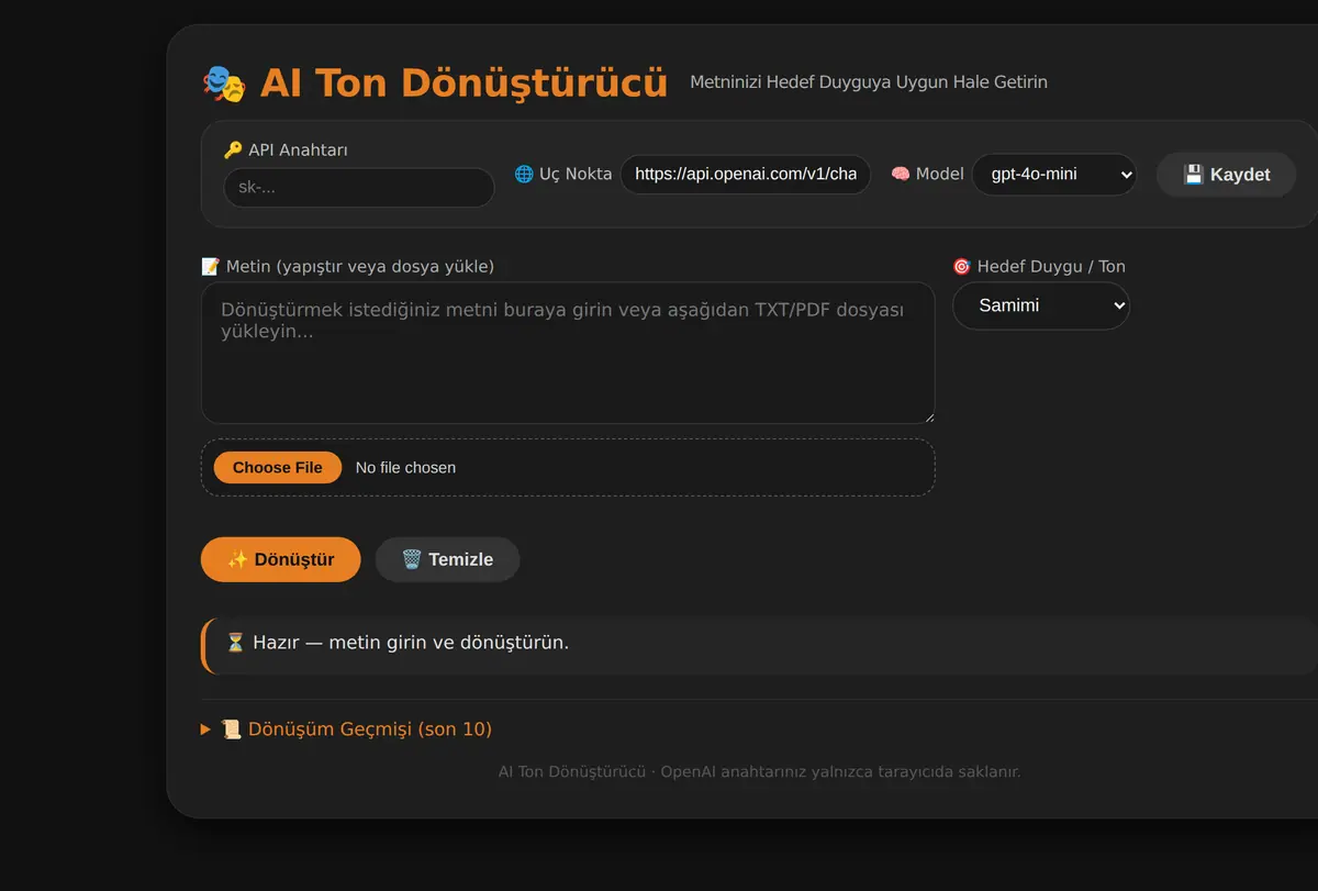 AI Ton Dönüştürücü ekran görüntüsü