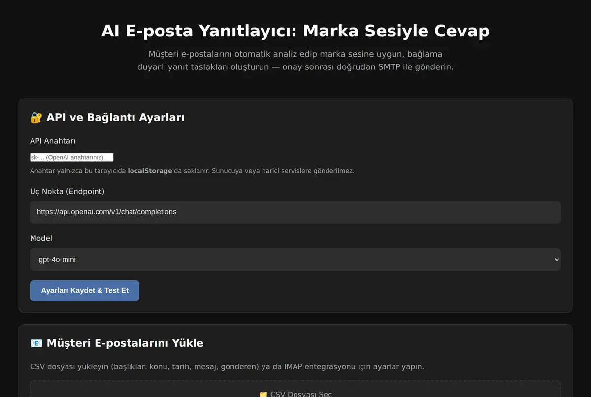 AI E-posta Yanıtlayıcı: Marka Sesiyle Cevap ekran görüntüsü 2