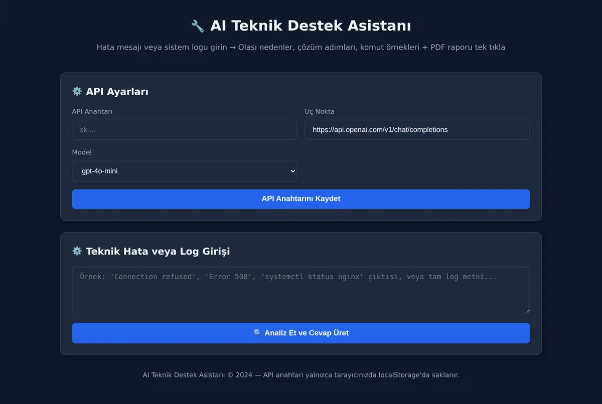 AI Teknik Destek Asistanı ekran görüntüsü 3