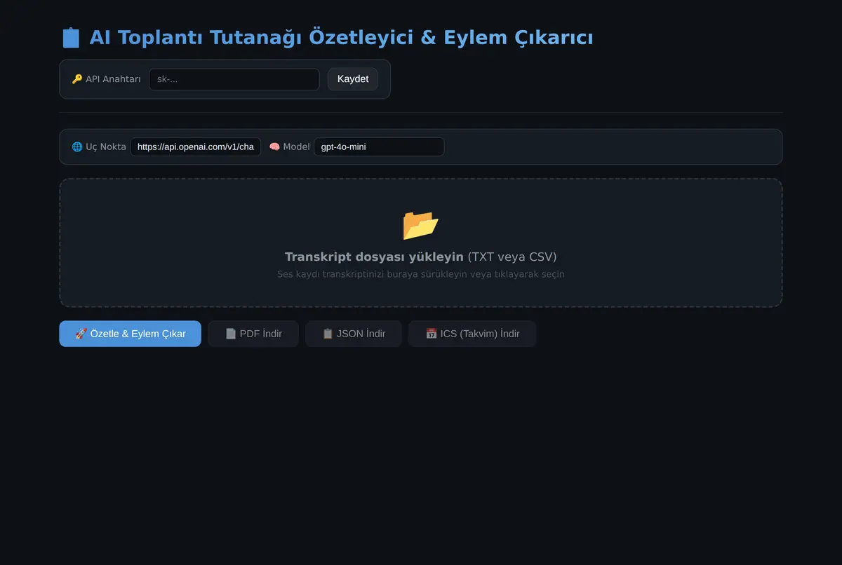 AI Toplantı Tutanağı Özetleyici & Eylem Çıkarıcı ekran görüntüsü 2