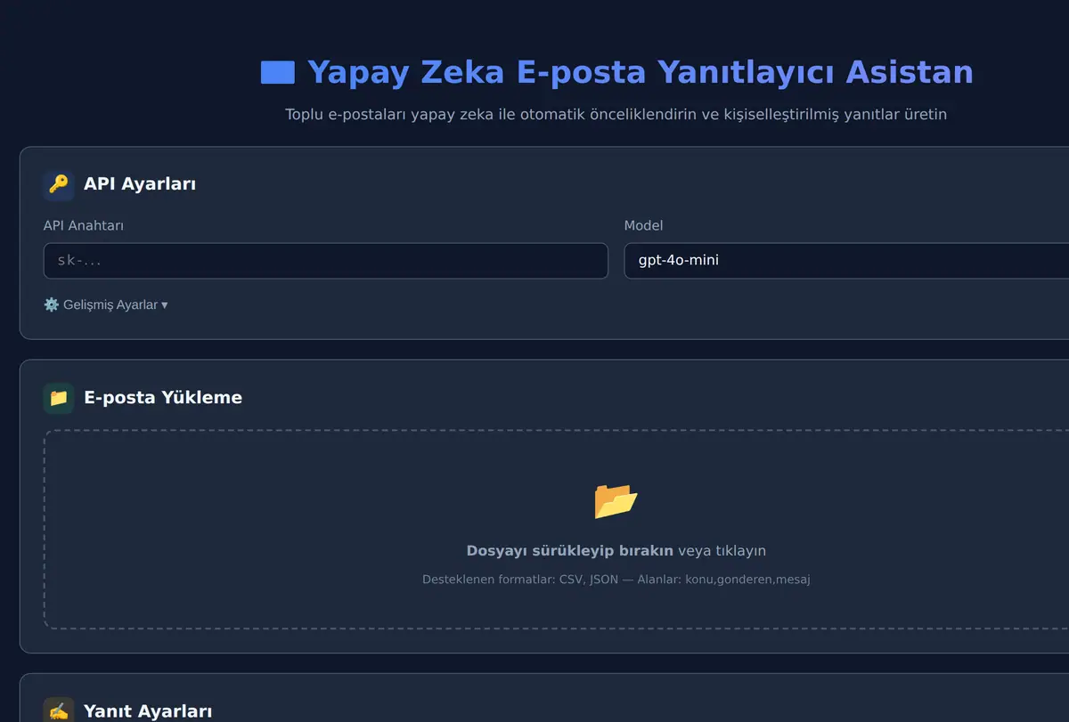 Yapay Zeka E-posta Yanıtlayıcı Asistan ekran görüntüsü