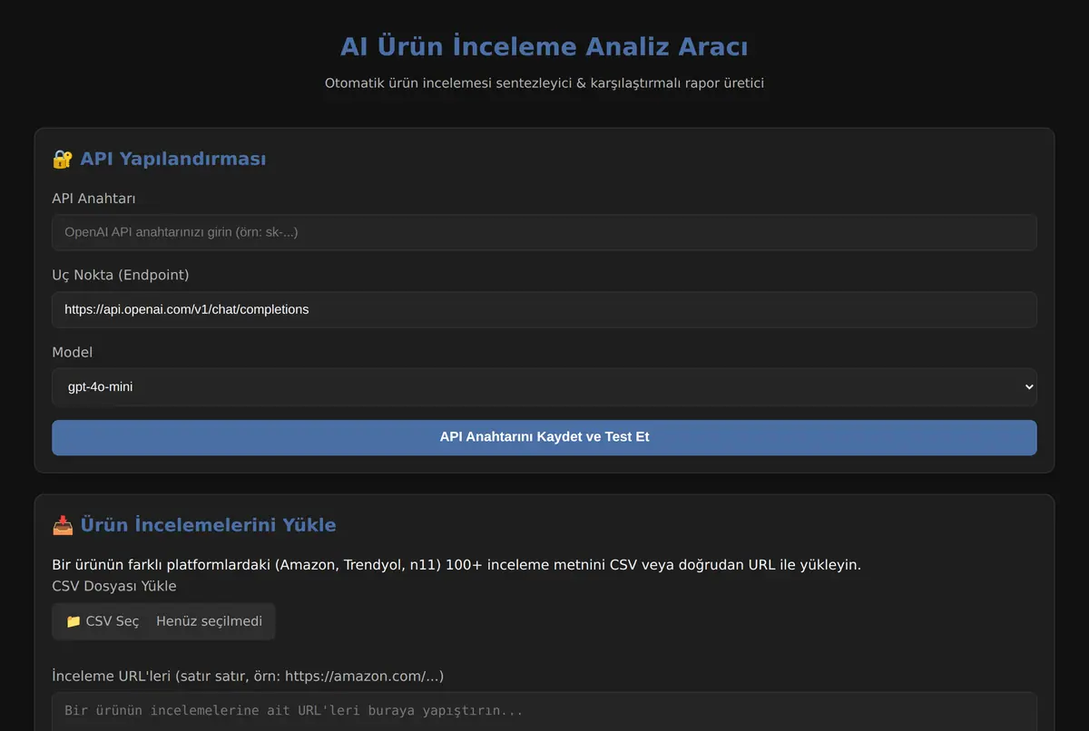 AI Ürün İnceleme Analiz Aracı ekran görüntüsü 2