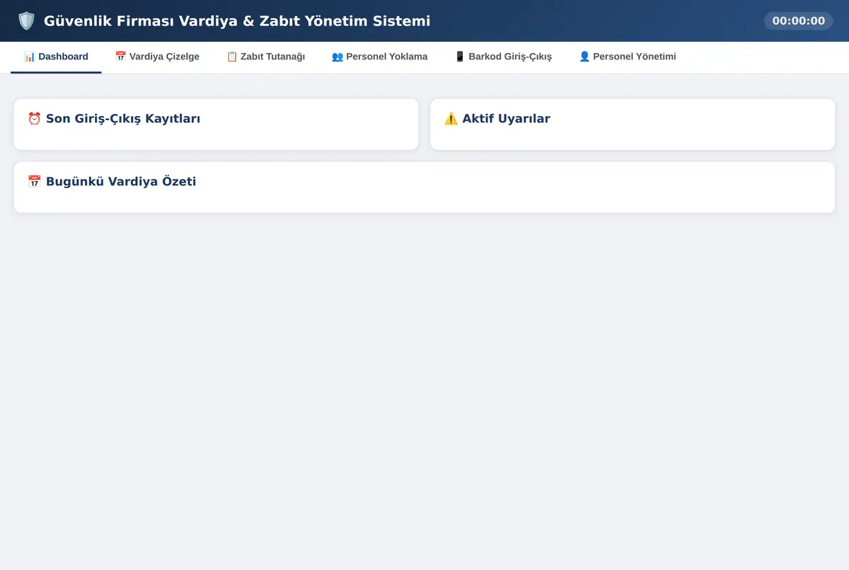 Güvenlik Firması Vardiya & Zabıt Yönetim Sistemi ekran görüntüsü 2