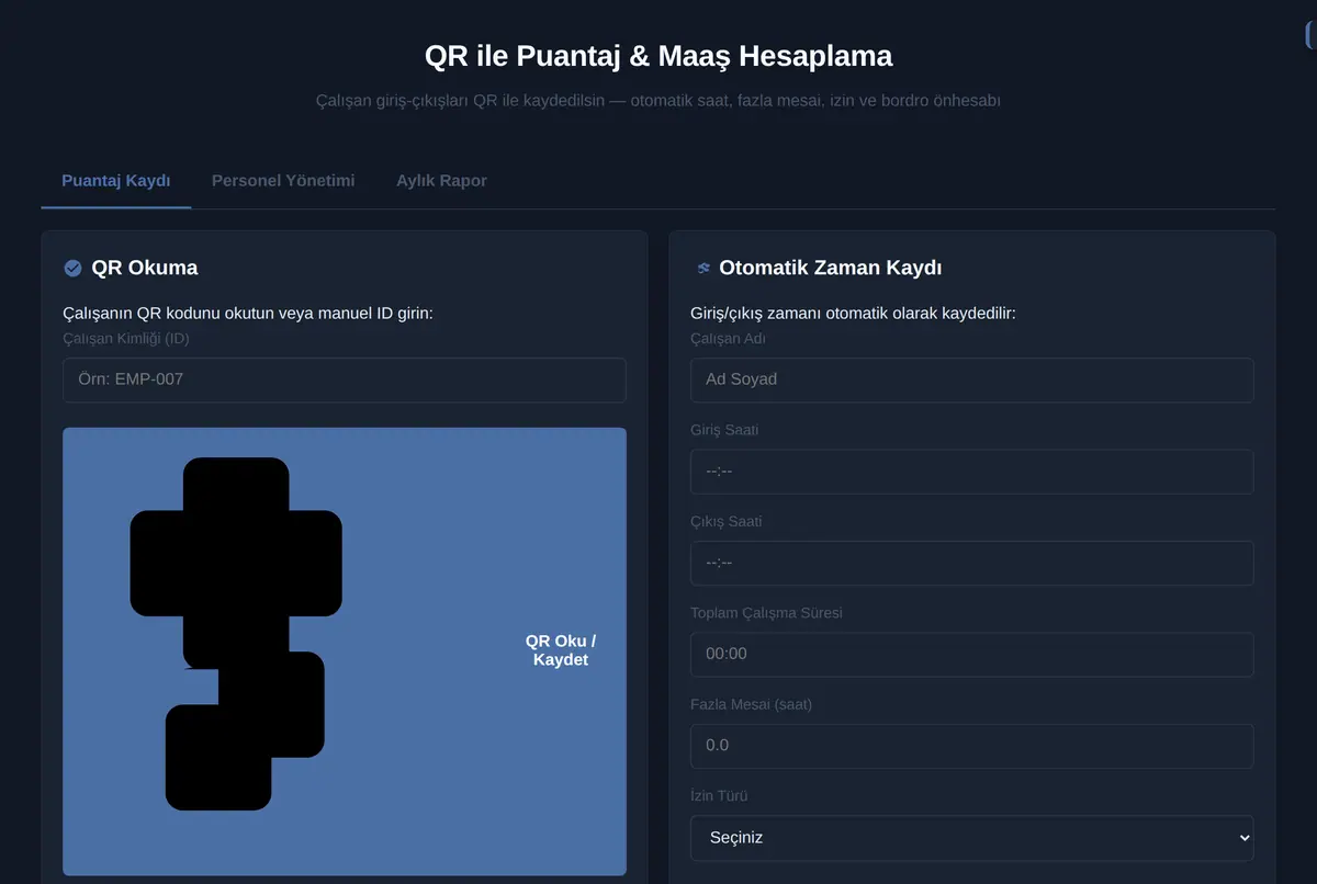 QR ile Puantaj & Maaş Hesaplama ekran görüntüsü 2