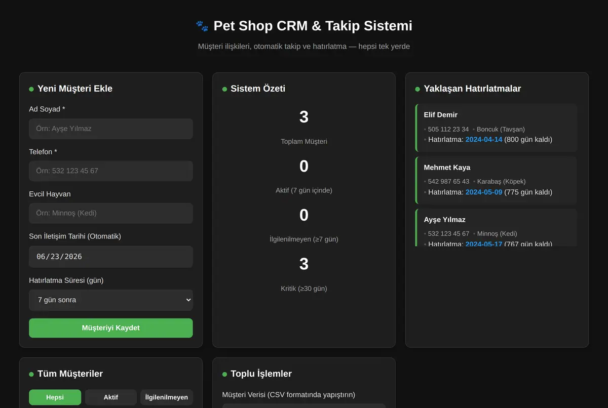 CRM + Takip Sistemi Pro ekran görüntüsü 2