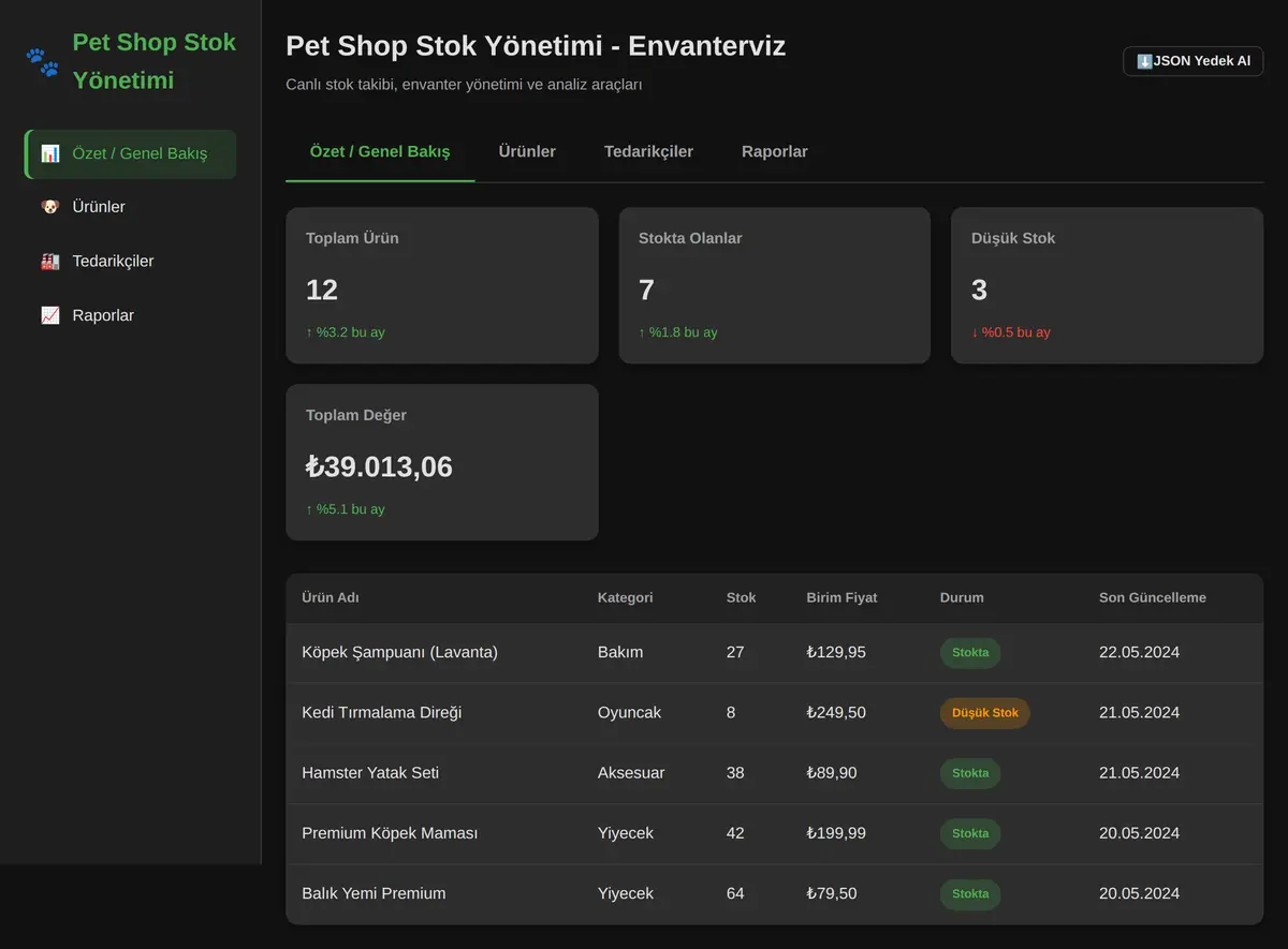 Pet Shop Stok Yönetimi - Envanterviz ekran görüntüsü 3