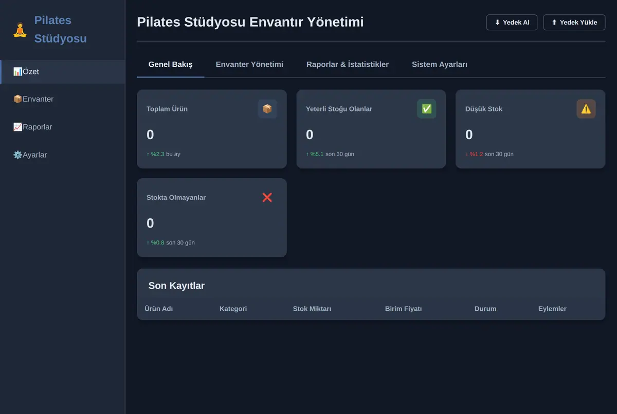 Pilates Stüdyosu Envanter Yönetimi ekran görüntüsü 2