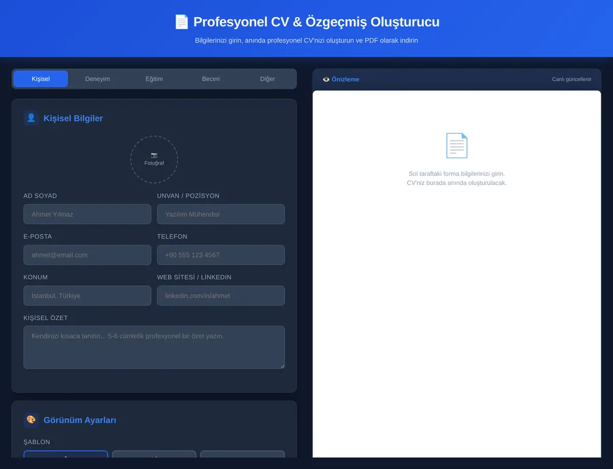 Profesyonel CV & Özgeçmiş Oluşturucu ekran görüntüsü 3