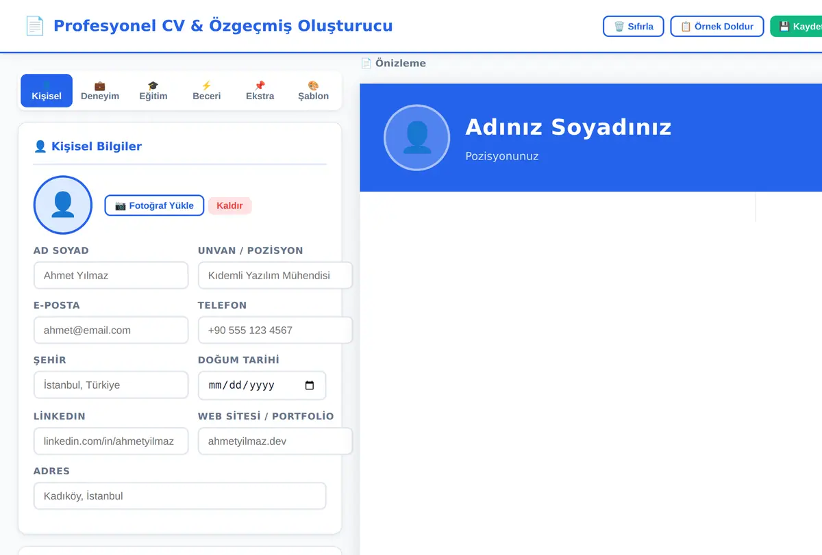 CV & Özgeçmiş Oluşturucu (PDF) ekran görüntüsü