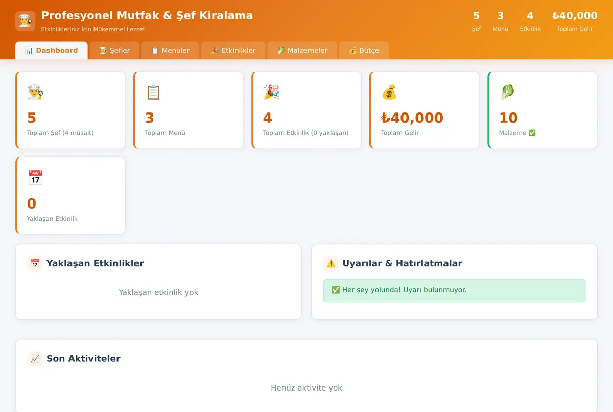 Profesyonel Mutfak & Şef Kiralama Platformu ekran görüntüsü 2