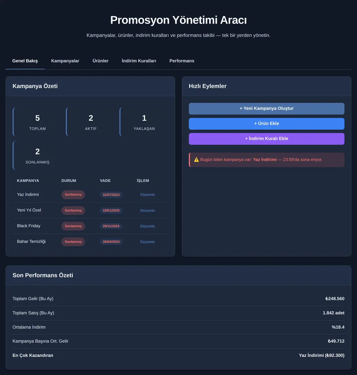 Promosyon Yönetimi Aracı ekran görüntüsü 3