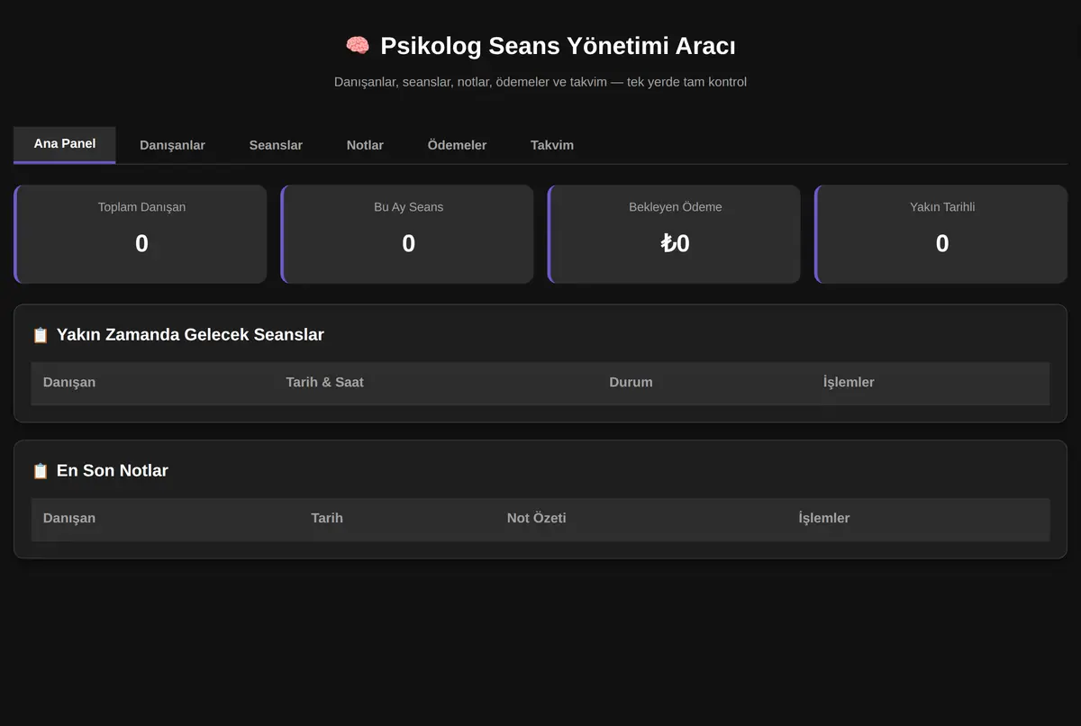 Psikolog Seans Yönetimi Aracı ekran görüntüsü 3