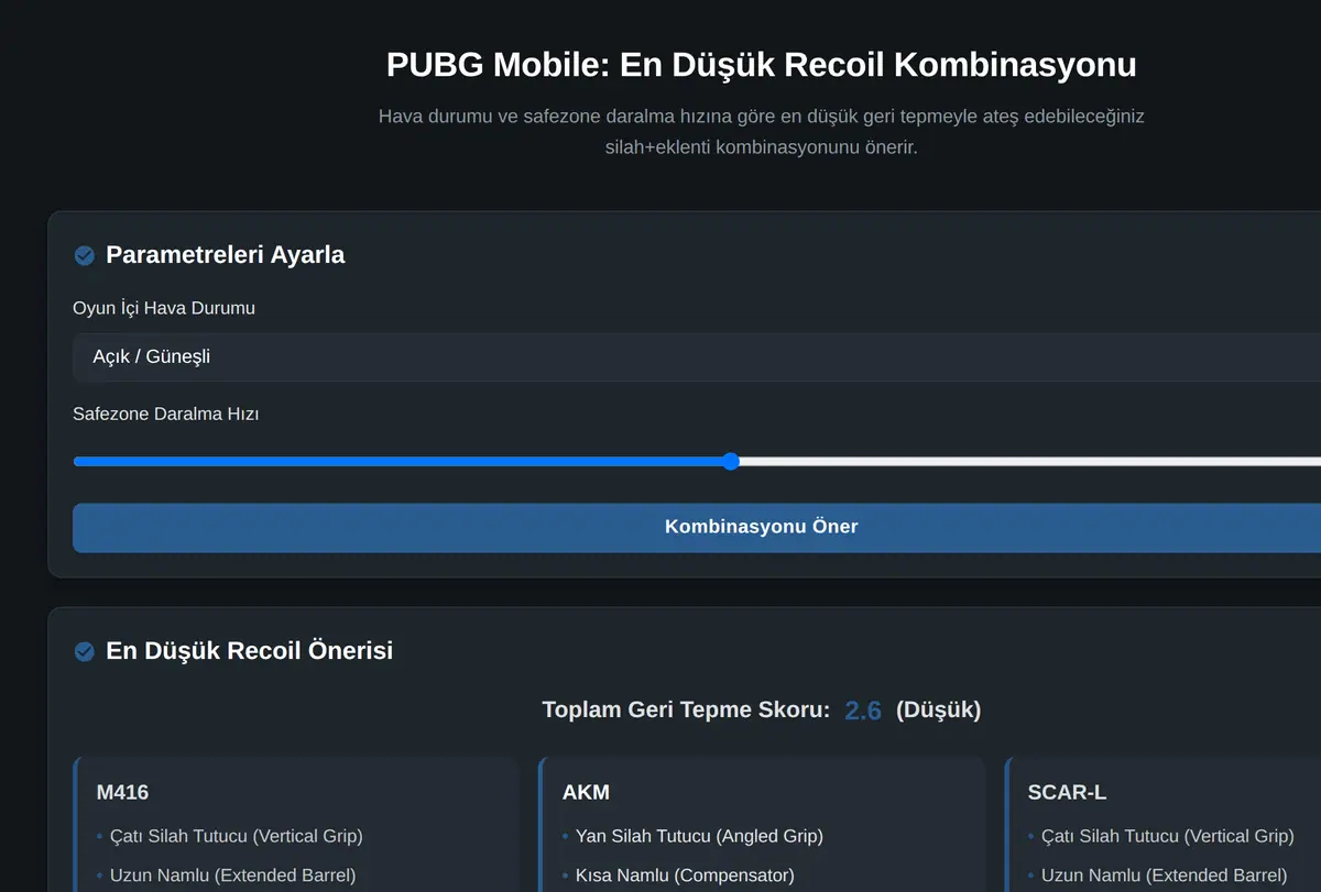 PUBG Mobile: En Düşük Recoil Kombinasyonu ekran görüntüsü