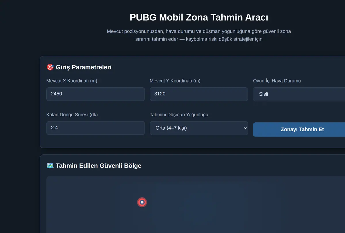 PUBG Mobil Zona Tahmin Aracı ekran görüntüsü