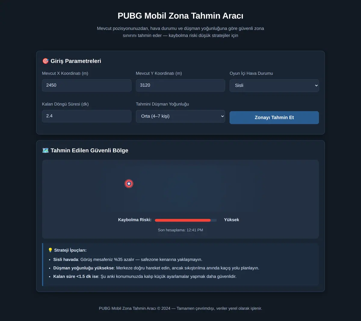 PUBG Mobil Zona Tahmin Aracı ekran görüntüsü 3