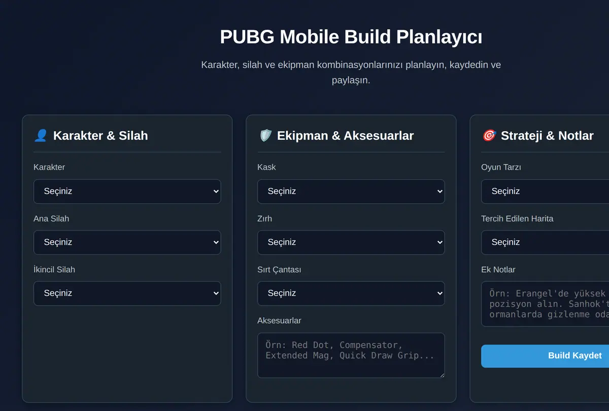 PUBG Mobile Build Planlayıcı ekran görüntüsü