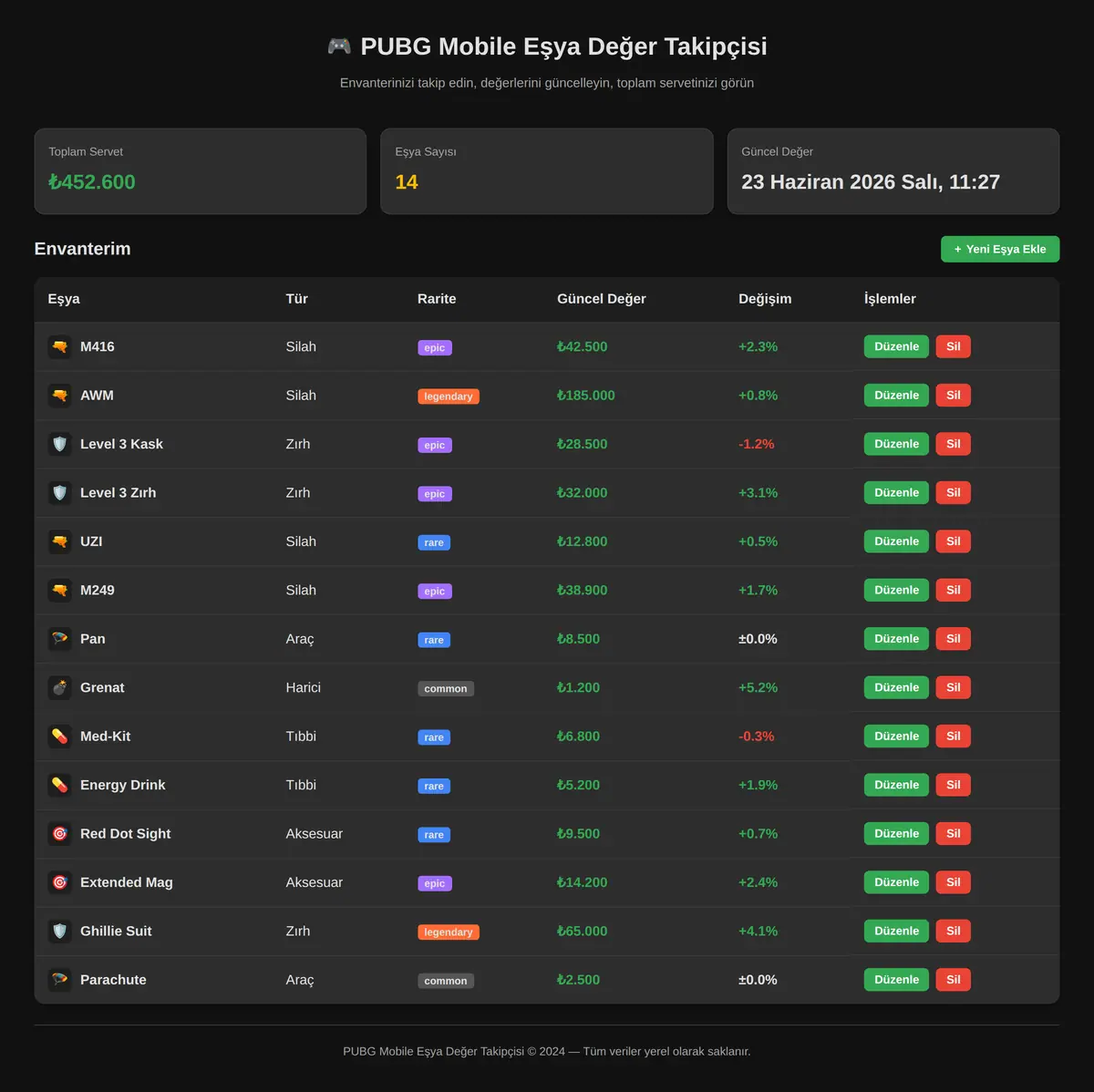 PUBG Mobile Eşya Değer Takipçisi ekran görüntüsü 3