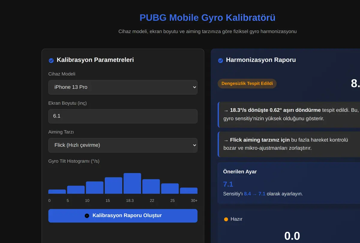 PUBG Mobile Gyro Kalibratörü ekran görüntüsü