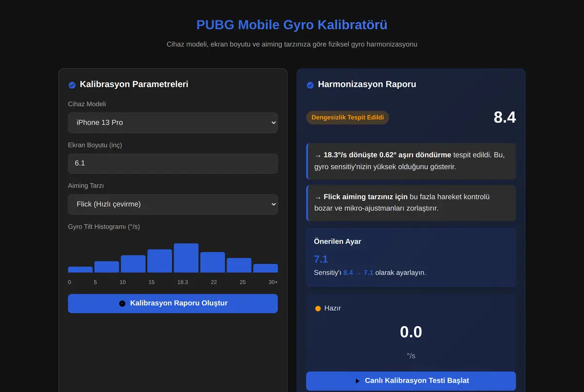 PUBG Mobile Gyro Kalibratörü ekran görüntüsü 2