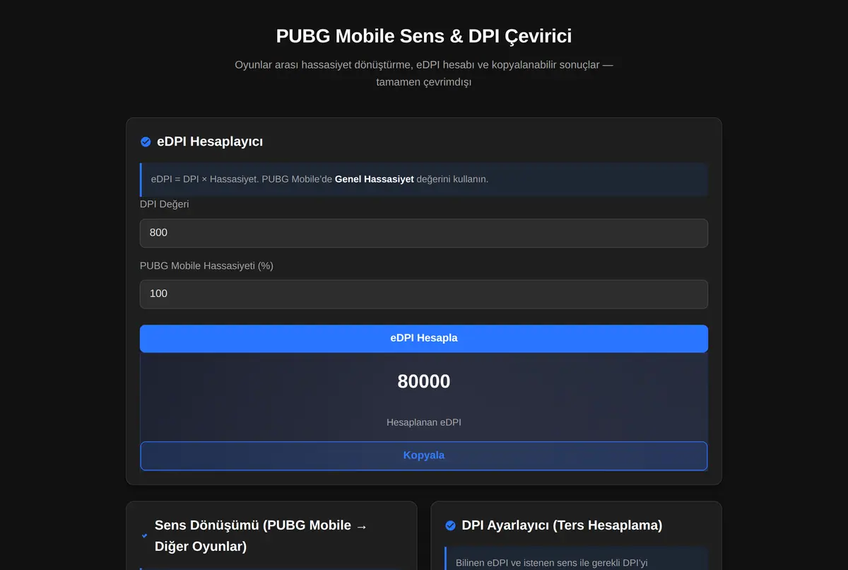 PUBG Mobile Sens & DPI Çevirici ekran görüntüsü 2