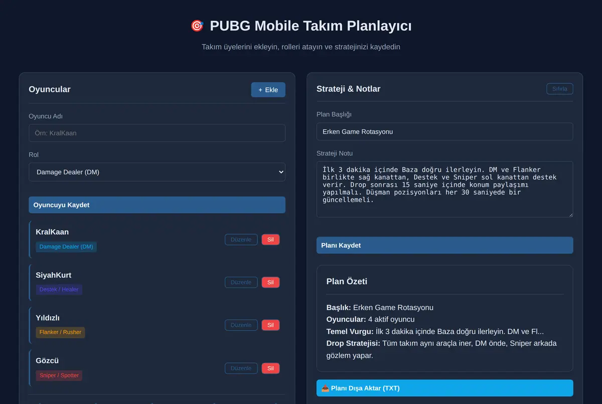 PUBG Mobile Takım Planlayıcı ekran görüntüsü 2