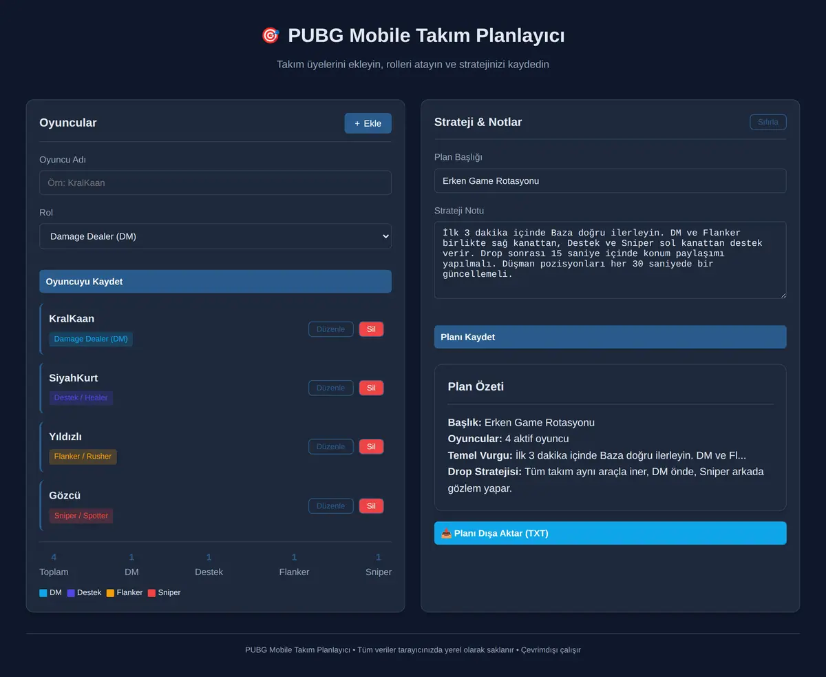 PUBG Mobile Takım Planlayıcı ekran görüntüsü 3