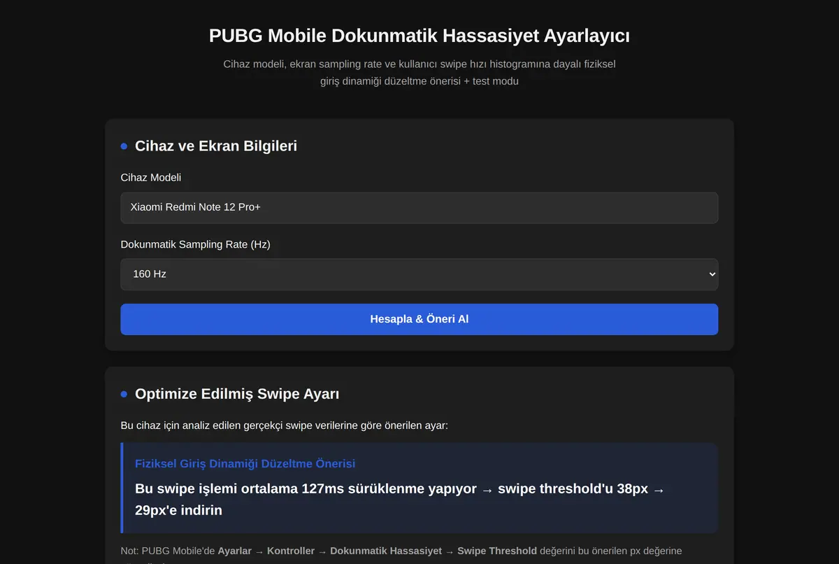 PUBG Mobile Dokunmatik Hassasiyet Ayarlayıcı ekran görüntüsü 2