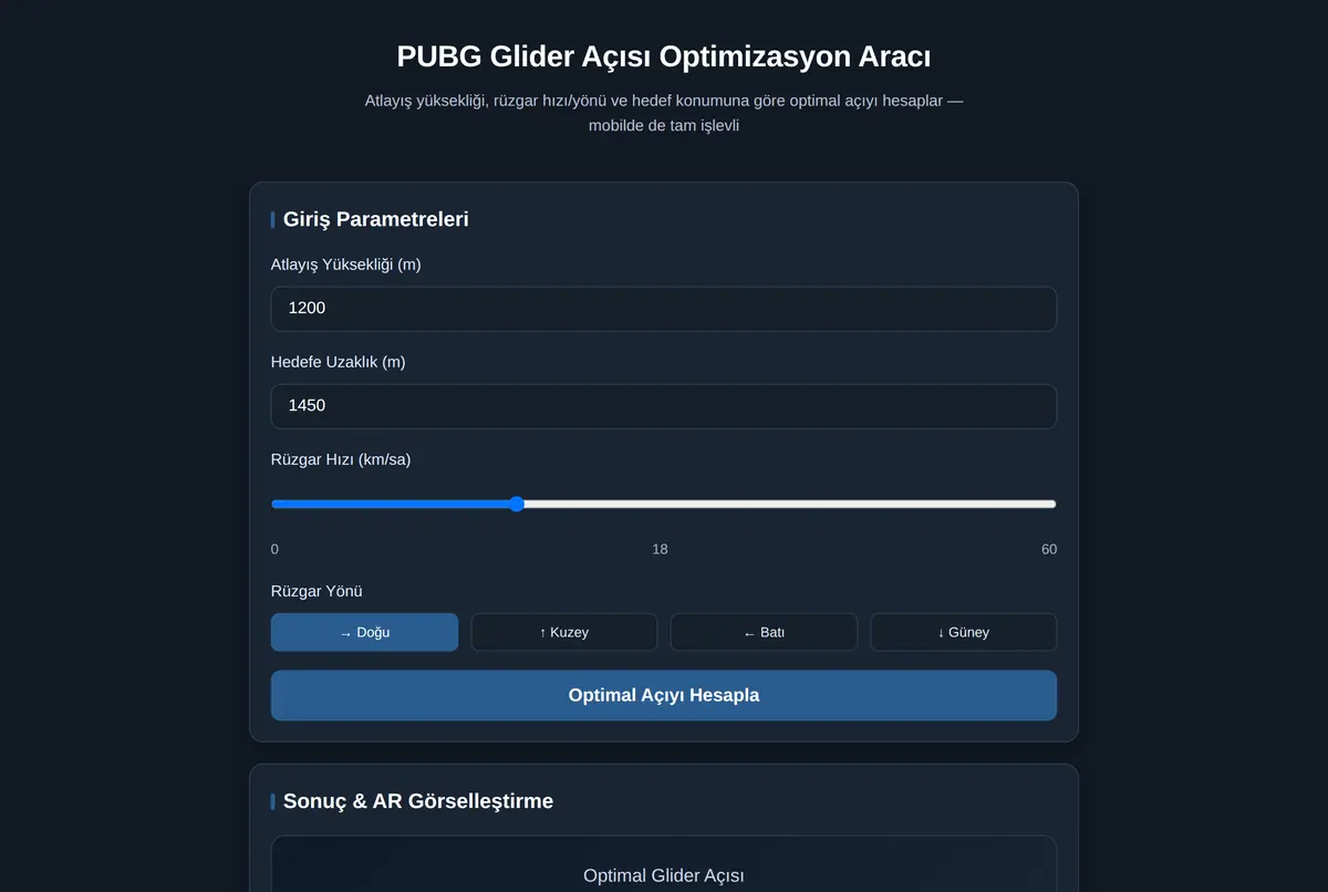 PUBG Glider Açısı Optimizasyon Aracı ekran görüntüsü 2