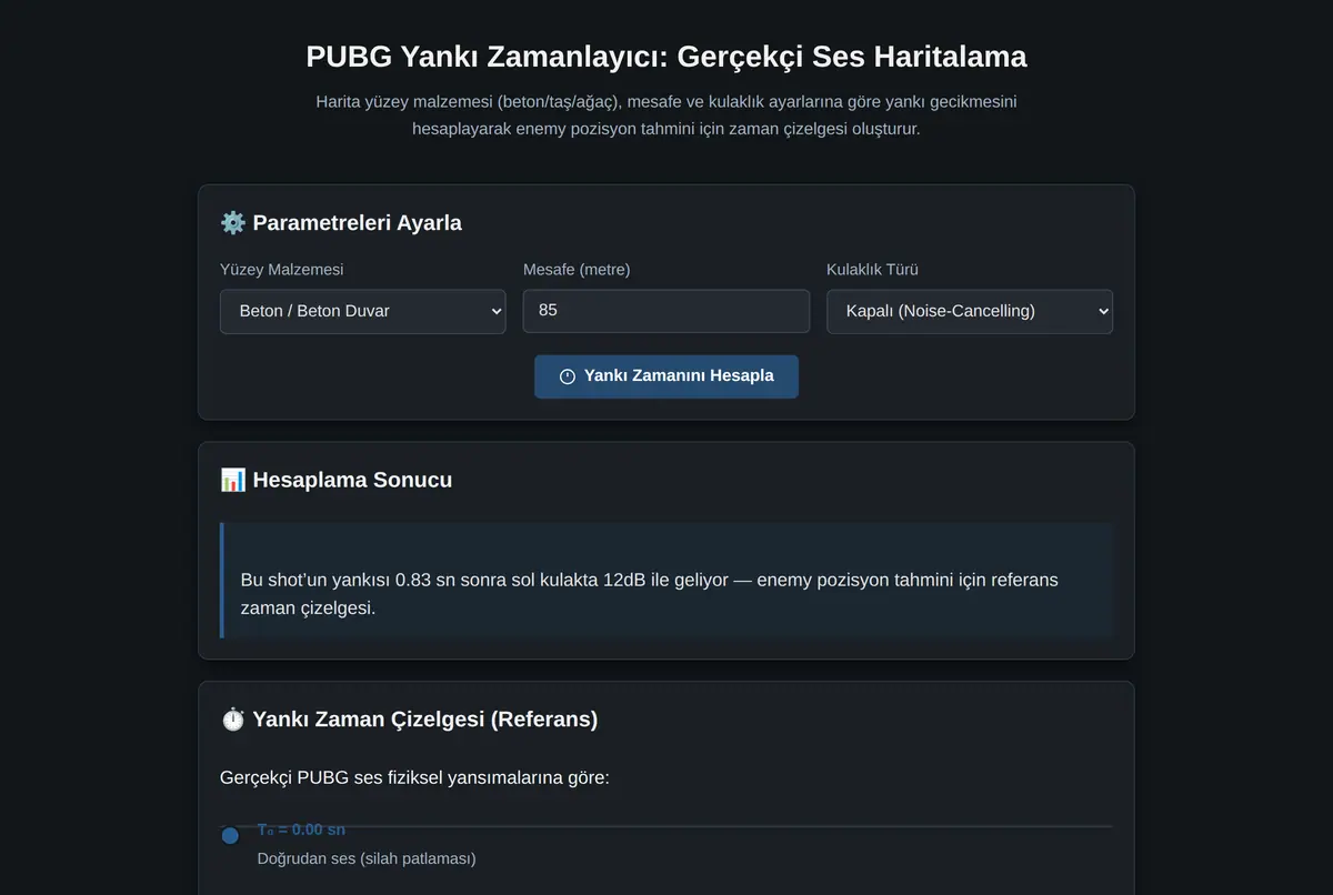PUBG Yankı Zamanlayıcı: Gerçekçi Ses Haritalama ekran görüntüsü 2
