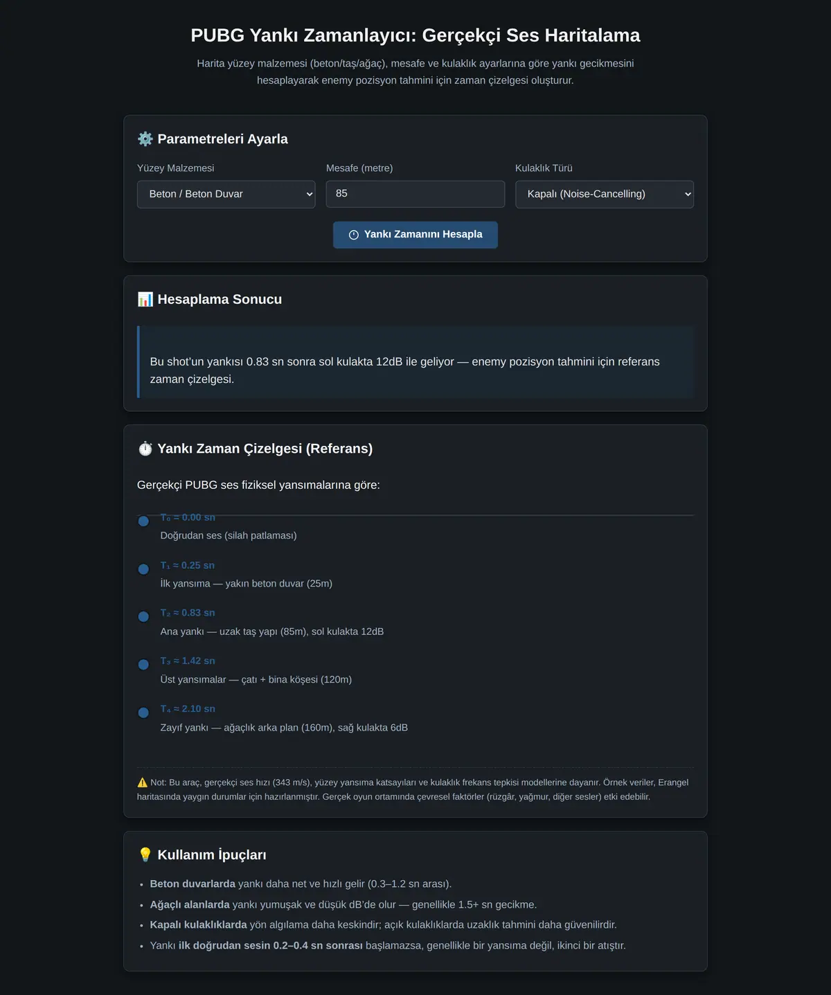 PUBG Yankı Zamanlayıcı: Gerçekçi Ses Haritalama ekran görüntüsü 3