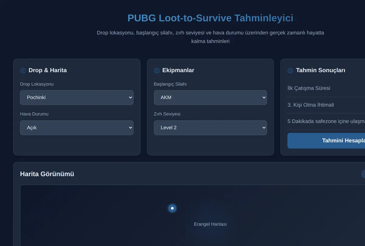 PUBG Loot-to-Survive Tahminleyici ekran görüntüsü