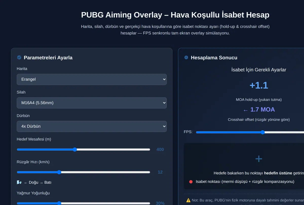 PUBG Aiming Overlay - Hava Koşullu İsabet Hesap ekran görüntüsü