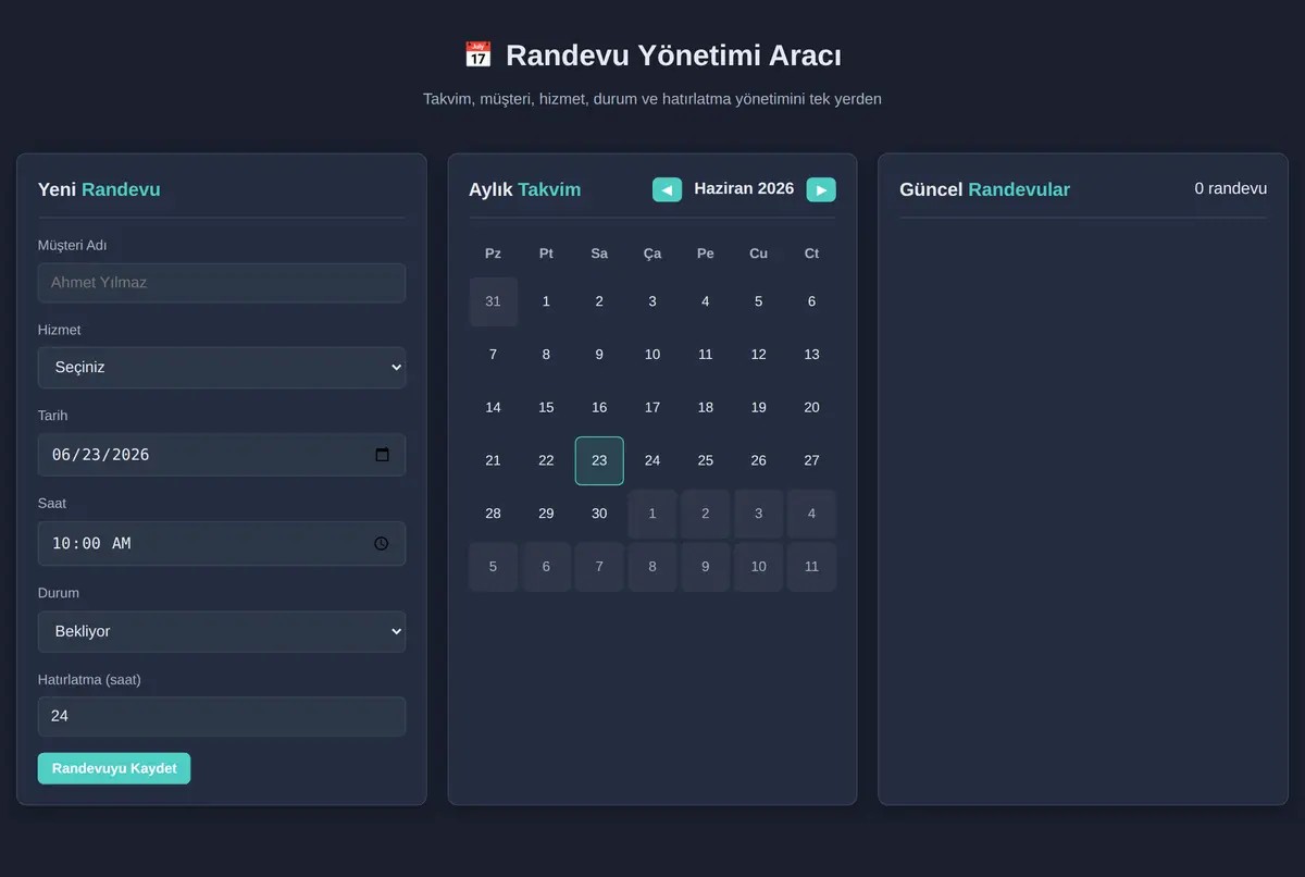 Randevu Yönetimi Aracı ekran görüntüsü 3