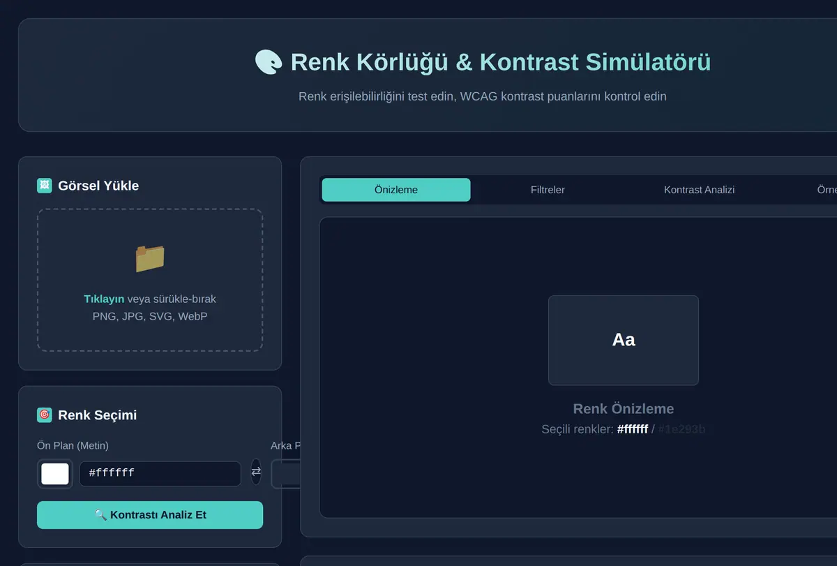 Renk Körlüğü & Kontrast Simülatörü ekran görüntüsü
