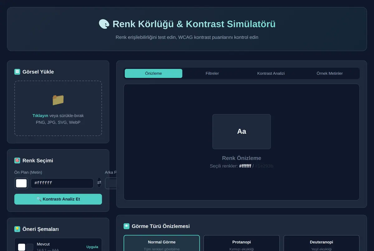 Renk Körlüğü & Kontrast Simülatörü ekran görüntüsü 2